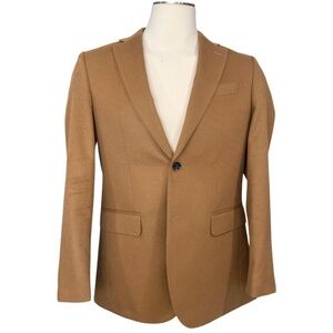 Men's fine, Italian luxury cashmere and wool blend suit jacket, color camel 38R